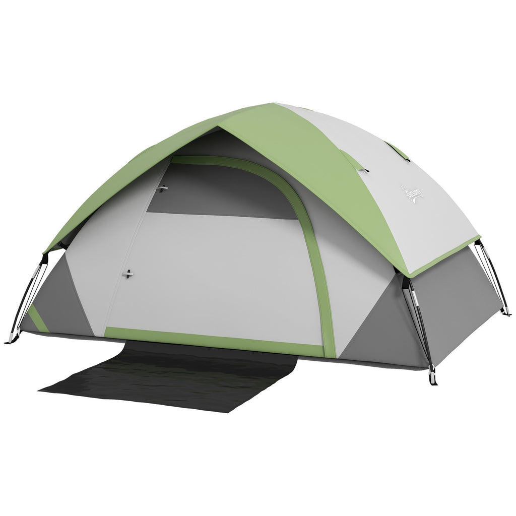 Outsunny 2 Man Camping Tent W/ Sewn-In Groundsheet, 3000Mm Waterproof, Green