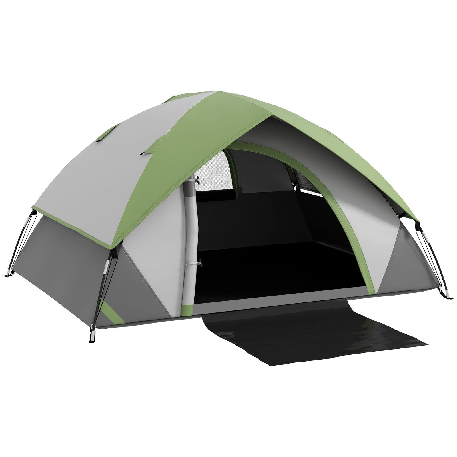 Outsunny 2 Man Camping Tent W/ Sewn-In Groundsheet, 3000Mm Waterproof, Green