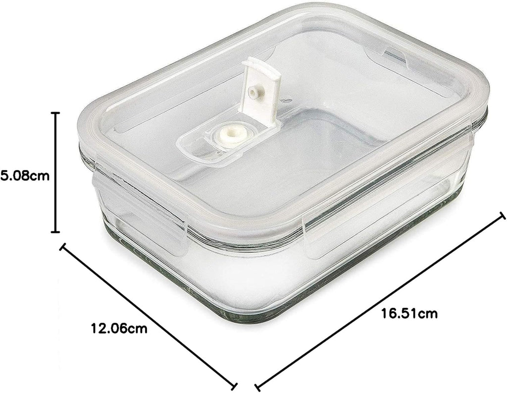 [5-Pack] Food Prep & Storage Glass Containers with Lids - Airtight Glass Meal Prep Containers Reusable (880 Millilitres - 1 Compartment)