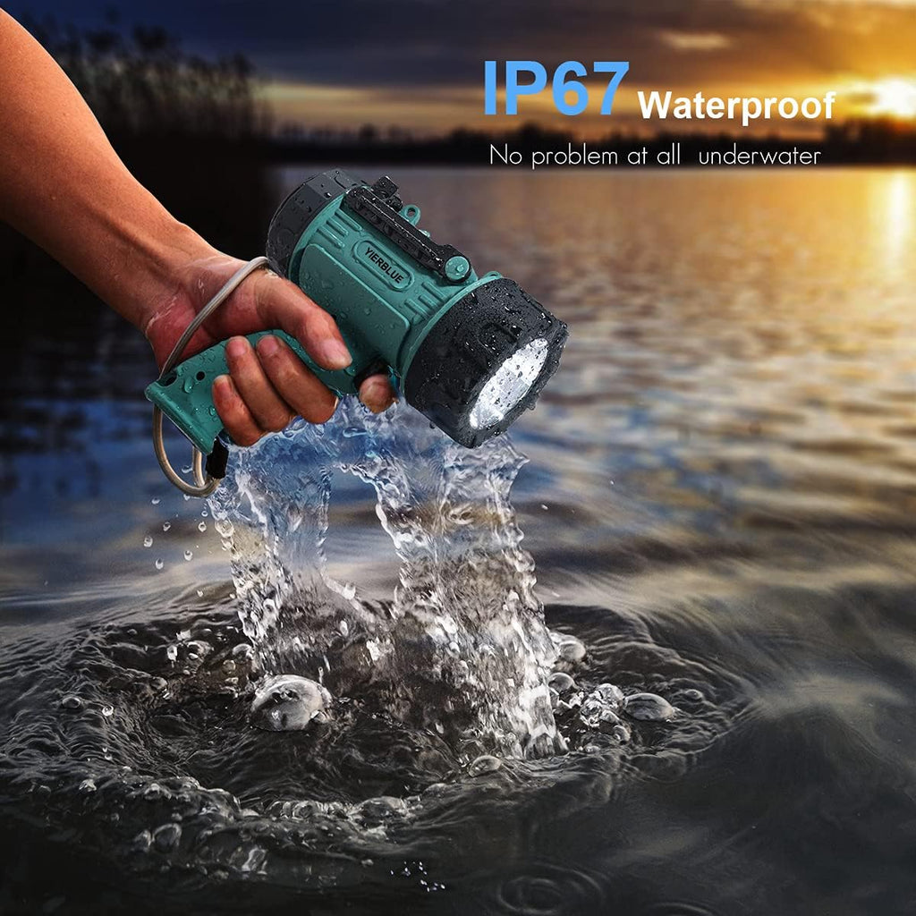Rechargeable Spotlight, Super Bright 1000,000 High Lumen LED IP67 Waterproof Handheld Spotlight Long Lasting Large Flashlight Searchlight with Detachable Red Light Filter