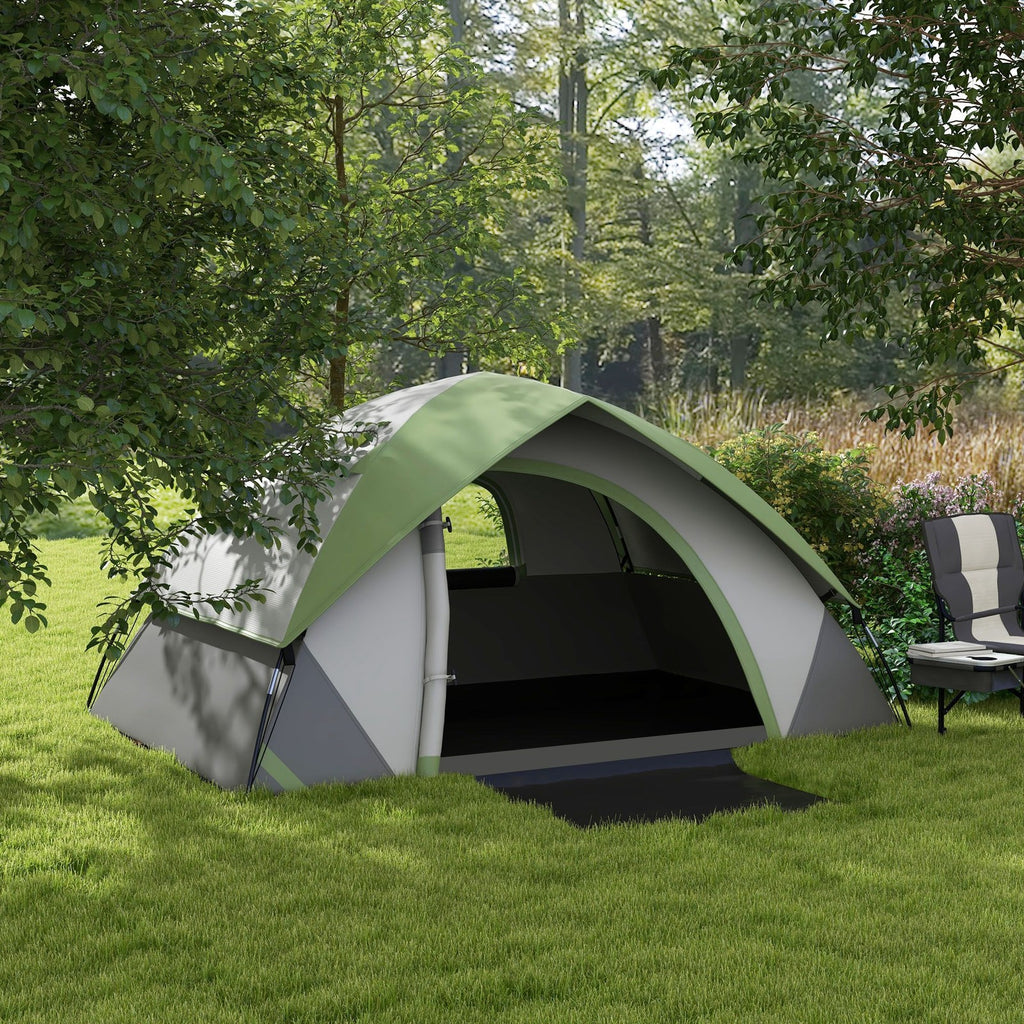 Outsunny 2 Man Camping Tent W/ Sewn-In Groundsheet, 3000Mm Waterproof, Green