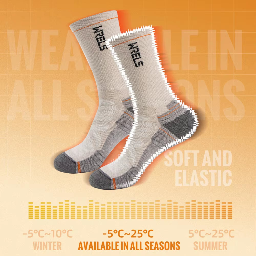 Merino Wool Socks Hiking Running Socks Soft Lightweight Shock Absorption Damping Mid-Calf Breathable Ankle Cycling Socks