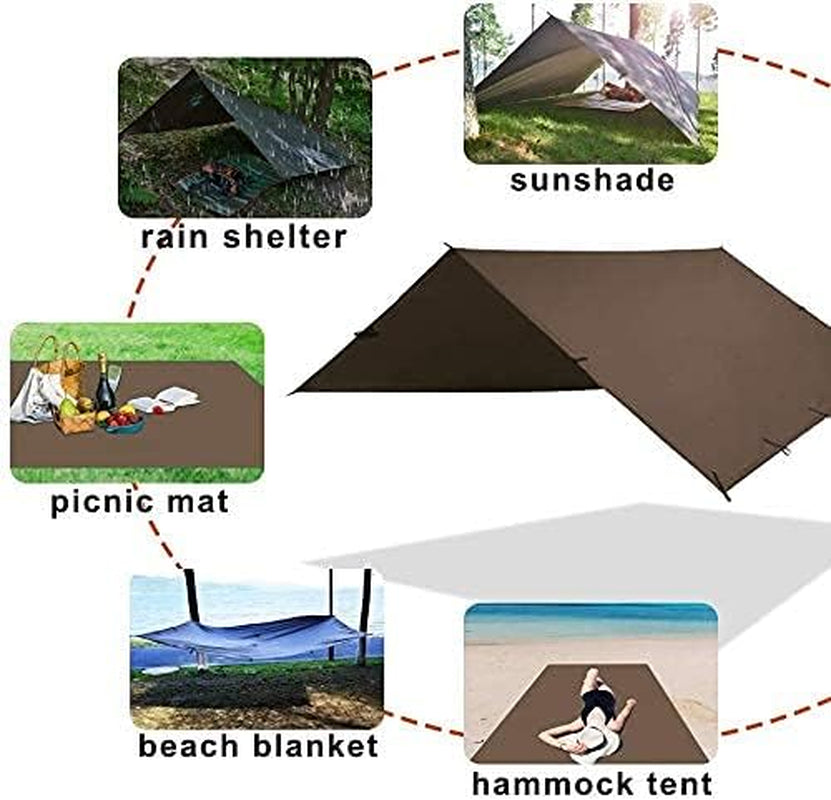 Tent Tarp, Picnic Mat Camping Tarp Tent Hammock Tarp, Pu Waterproof Camping Tarp Tent Rain Fly Picnic Mat Survival Shelter Sunshade