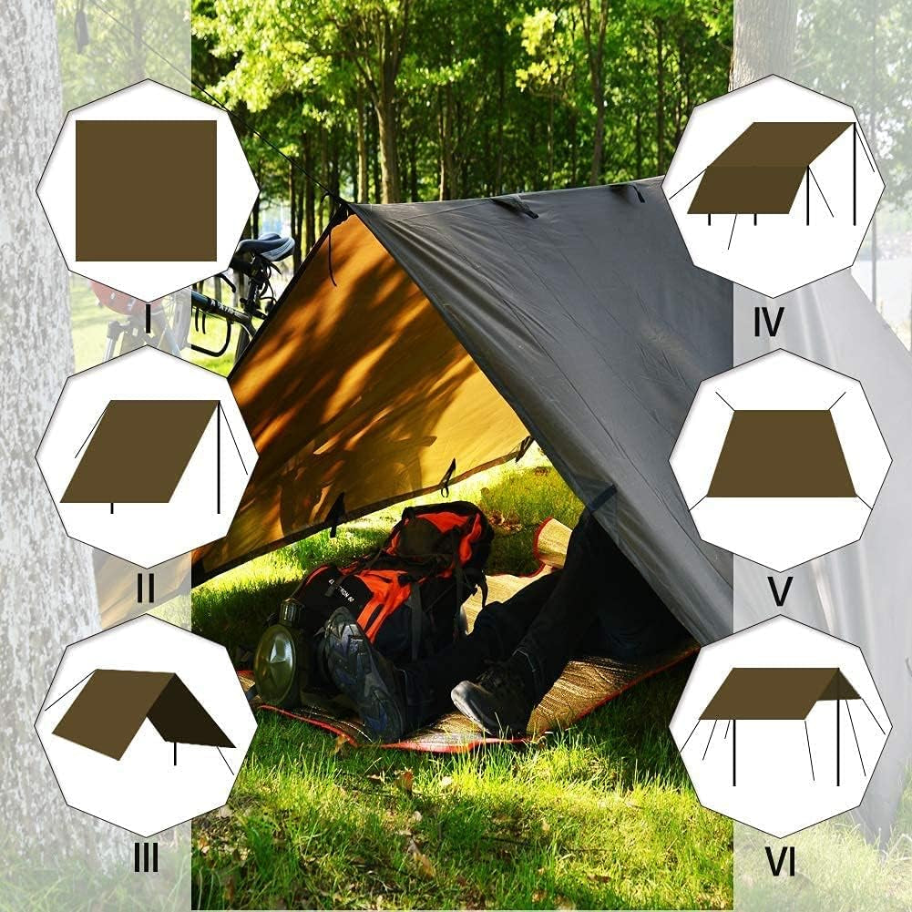 Tent Tarp, Picnic Mat Camping Tarp Tent Hammock Tarp, Pu Waterproof Camping Tarp Tent Rain Fly Picnic Mat Survival Shelter Sunshade